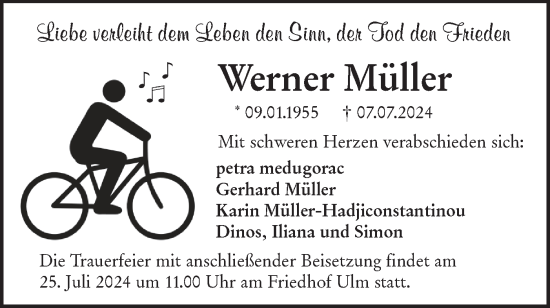 Traueranzeige von Werner Müller von SÜDWEST PRESSE Ausgabe Ulm/Neu-Ulm