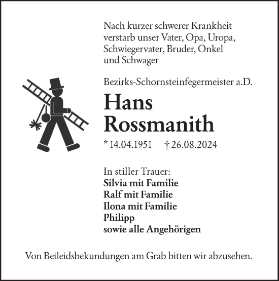 Traueranzeige von Hans Rossmanith von Haller Tagblatt