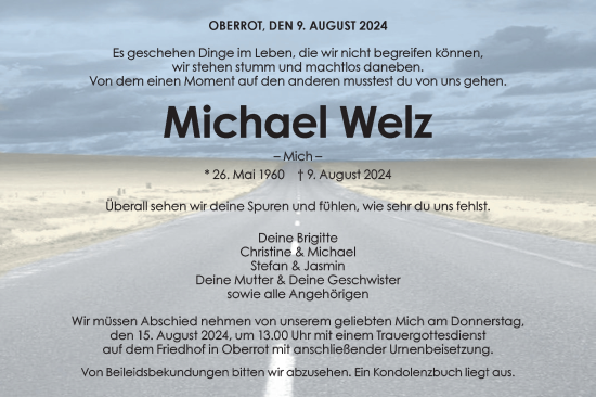 Traueranzeige von Michael Welz von Rundschau Gaildorf