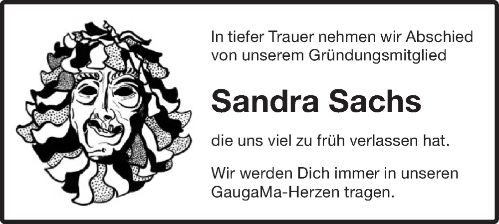  Traueranzeige für Sandra Sachs vom 27.08.2024 aus SÜDWEST PRESSE Ausgabe Ulm/Neu-Ulm