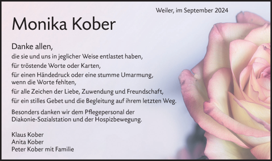 Traueranzeige von Monika Kober von Geislinger Zeitung