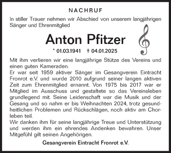 Traueranzeige von Anton Pfitzer von Haller Tagblatt