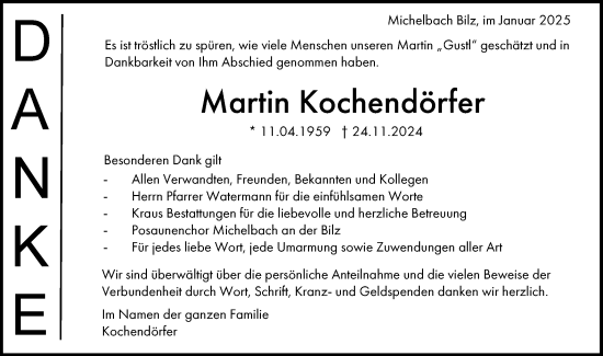 Traueranzeige von Martin Kochendörfer von Haller Tagblatt