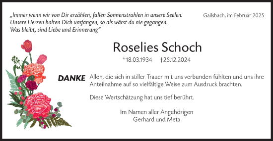 Traueranzeige von Roselies Schoch von Haller Tagblatt